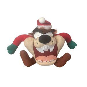Vintage Looney Tunes Plush Tazmanian Devil Taz Stuffed Animal Santa Christmas 8"